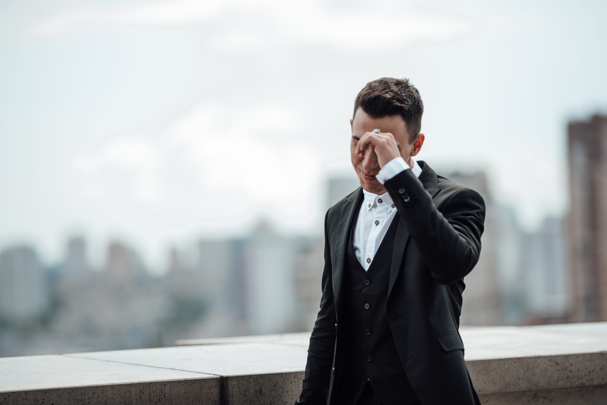 sad man in suit