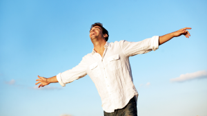 Man celebrating freedom